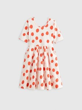 Quince Organic Cotton Skater Dress Red & White Polka Dot